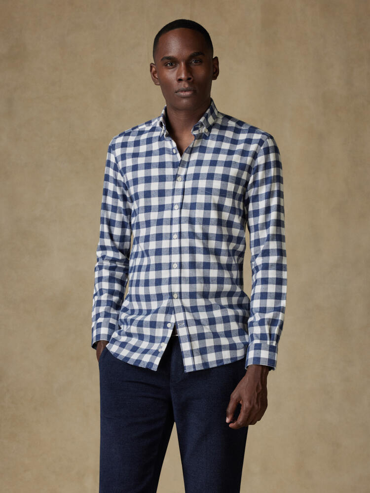 Barkley navy check flannel shirt - Button down collar