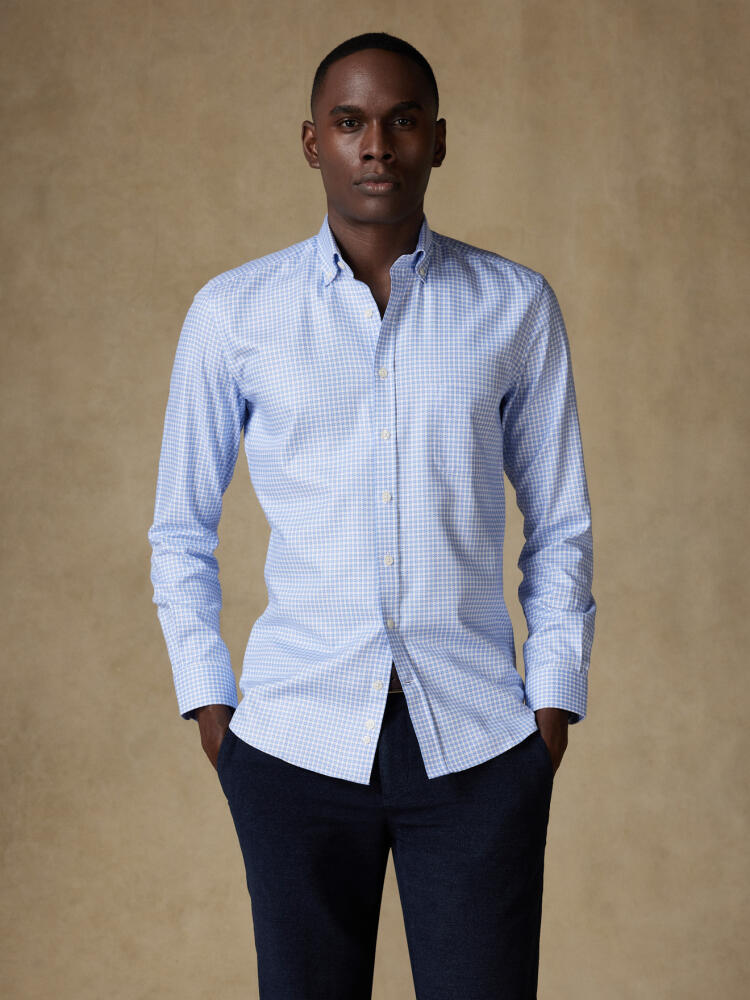 Barney sky check shirt  - Button down collar