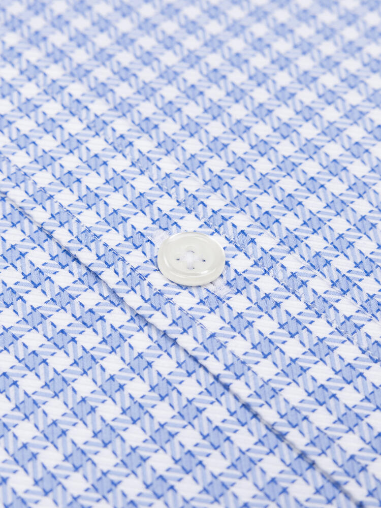 Barney sky check shirt  - Button down collar