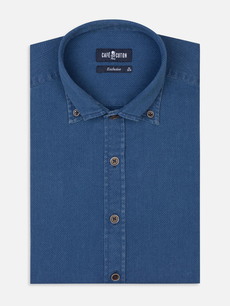 Basil indigoblaues Hemd - Button down Kragen