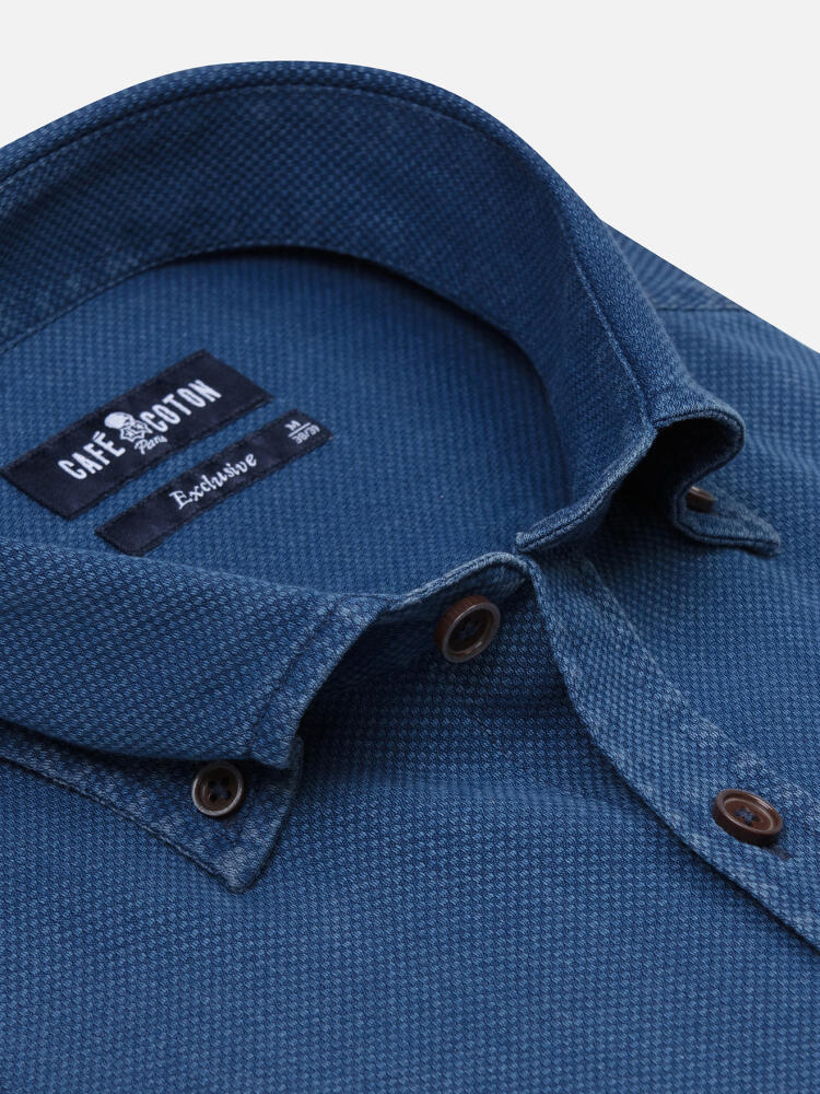 Basil indigoblaues Hemd - Button down Kragen