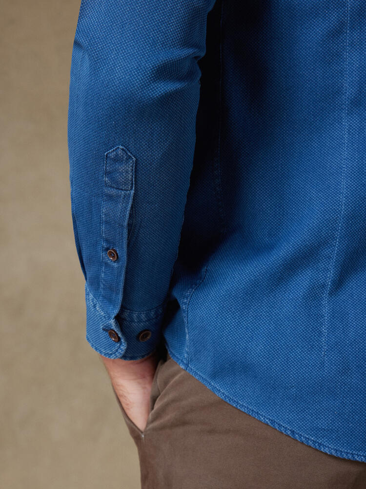 Basil indigo overhemd - Button down Kraag