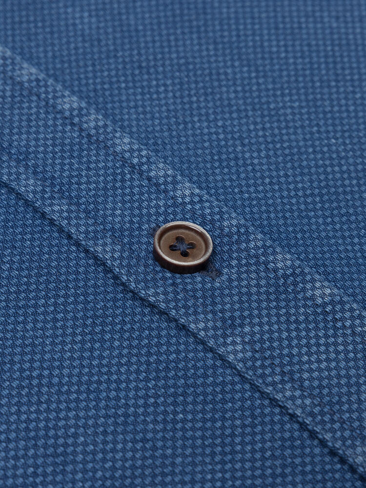 Basil indigo overhemd - Button down Kraag