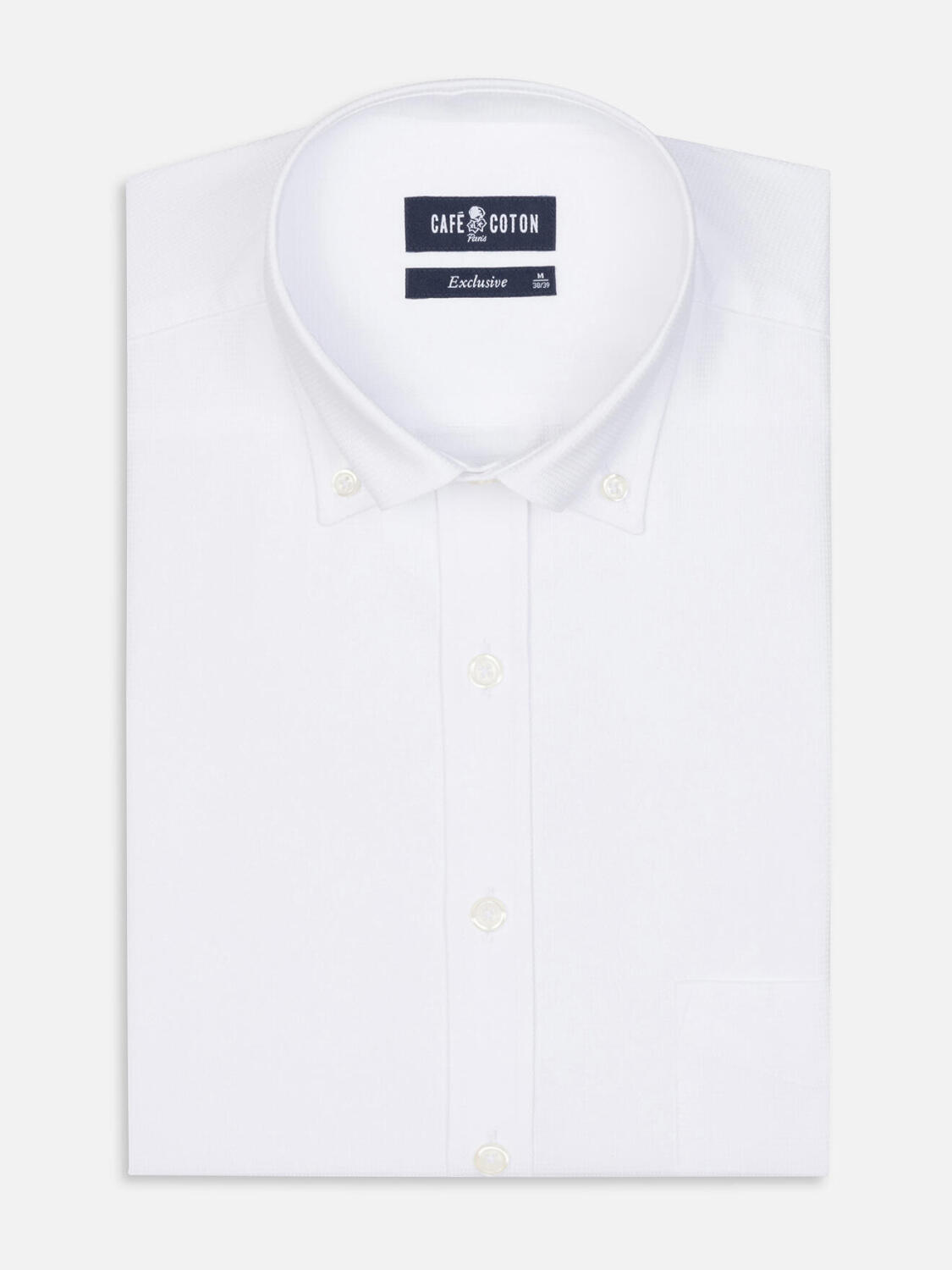 Bayers wit structuur overhemd - Button-down kraag