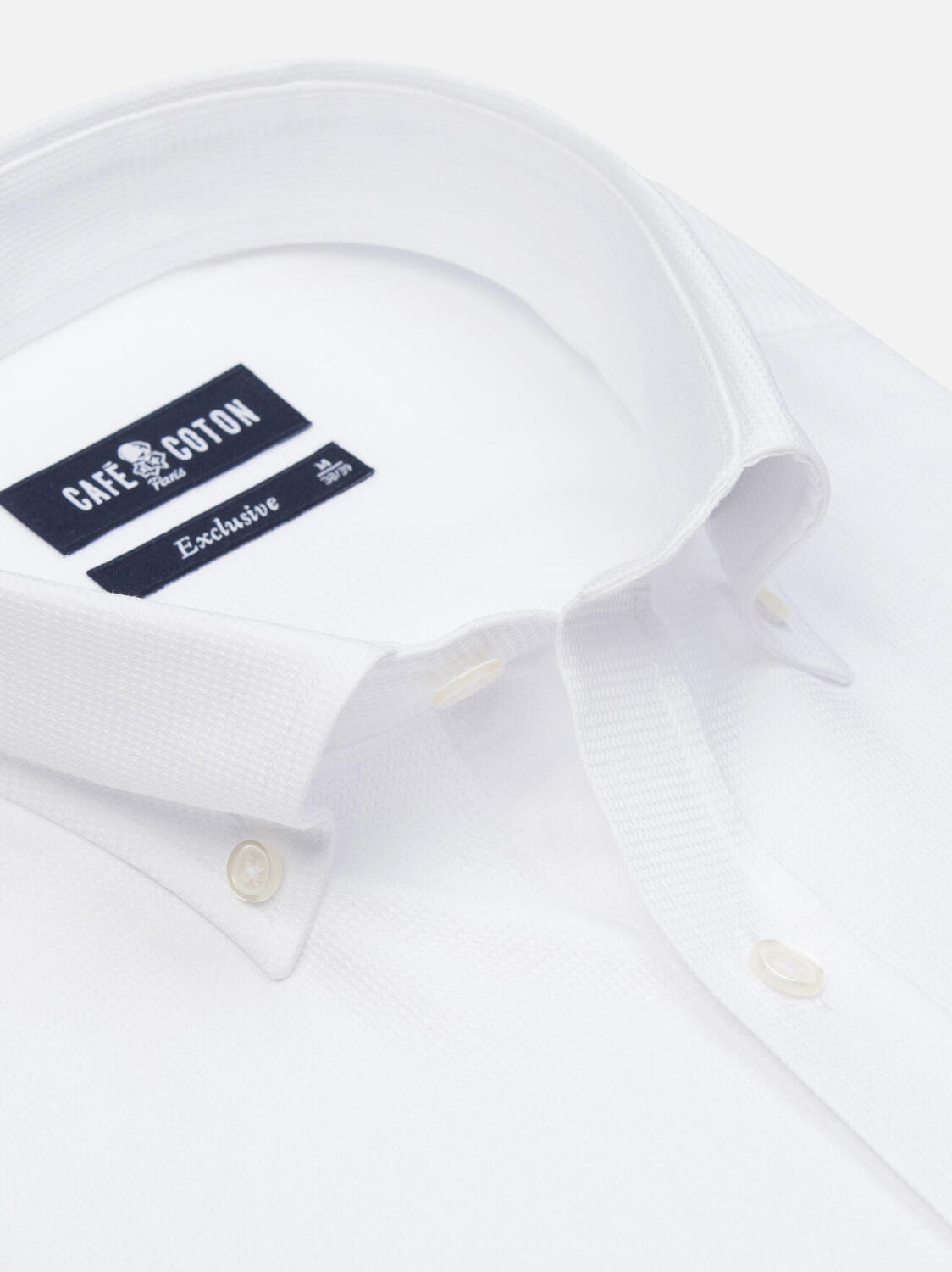 Bayers wit structuur overhemd - Button-down kraag