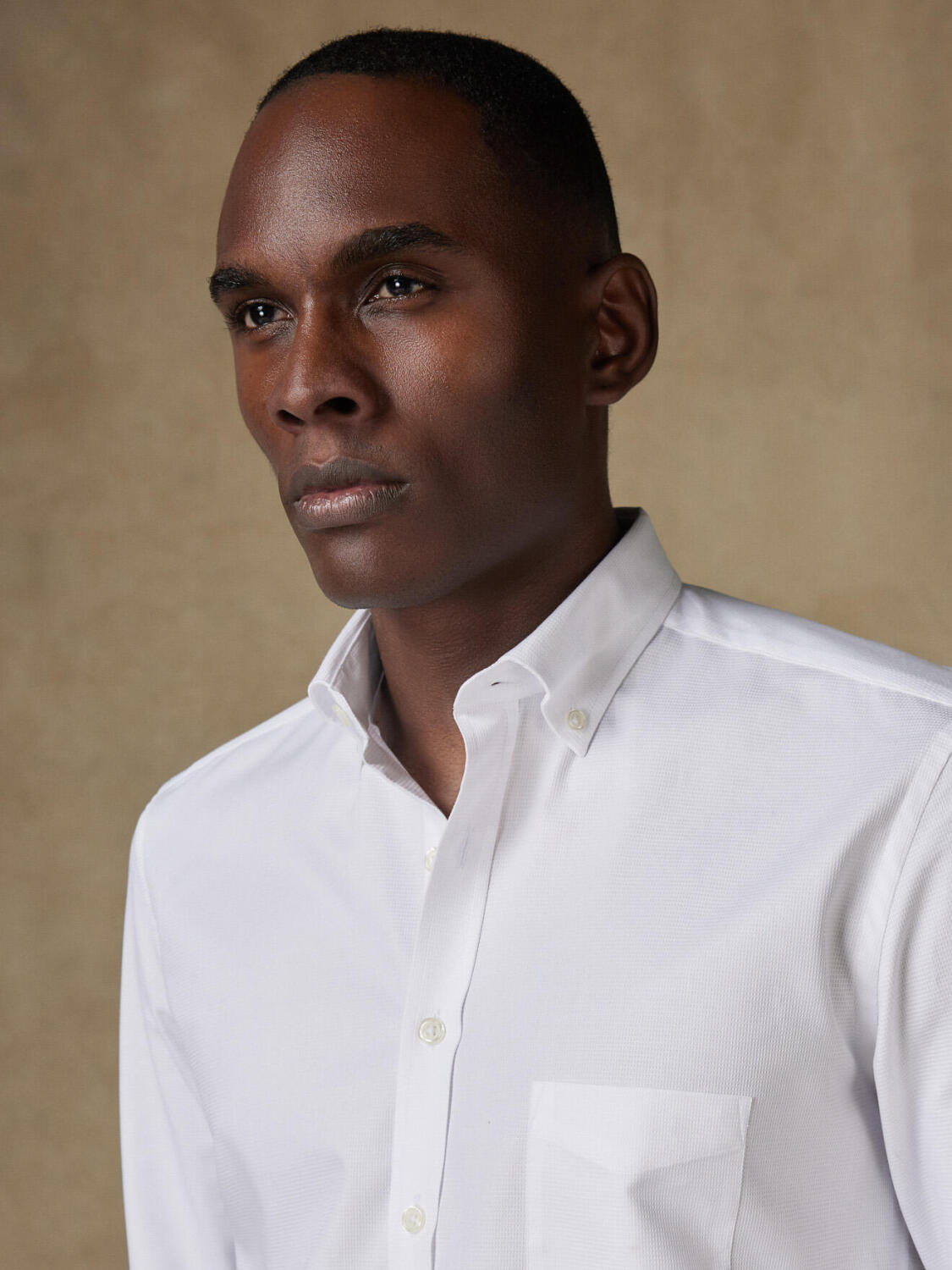 Bayers wit structuur overhemd - Button-down kraag