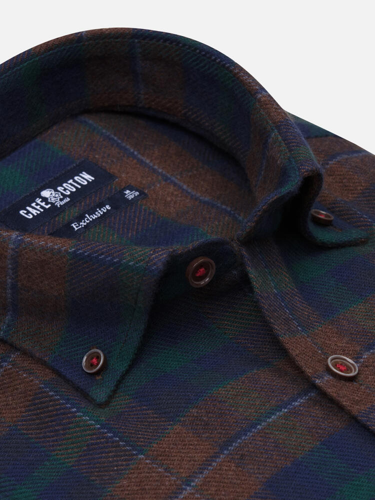 Chemise Berney à motif tartan - Col Boutonné