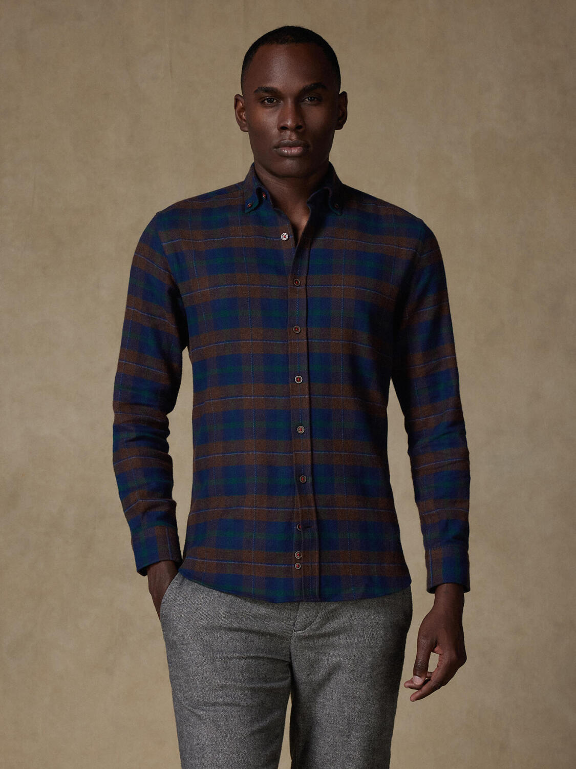 Chemise Berney à motif tartan - Col Boutonné