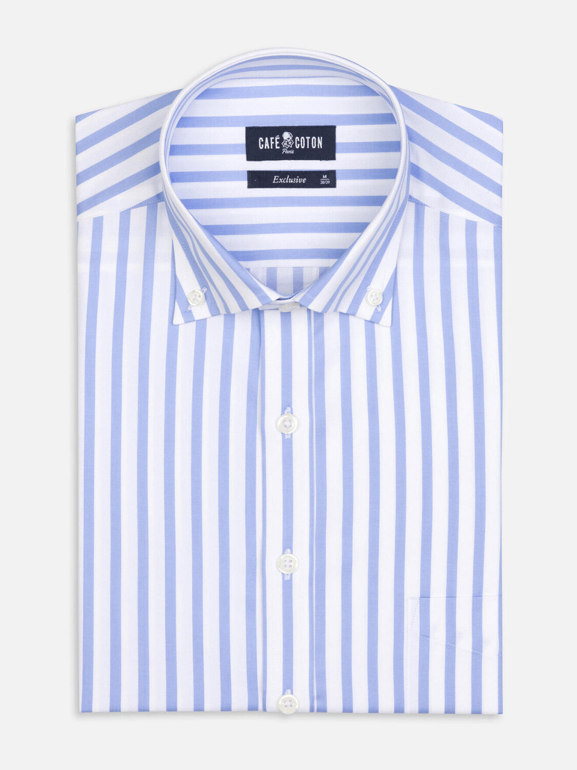 Billy hemelsblauw gestreept overhemd - Button-down kraag