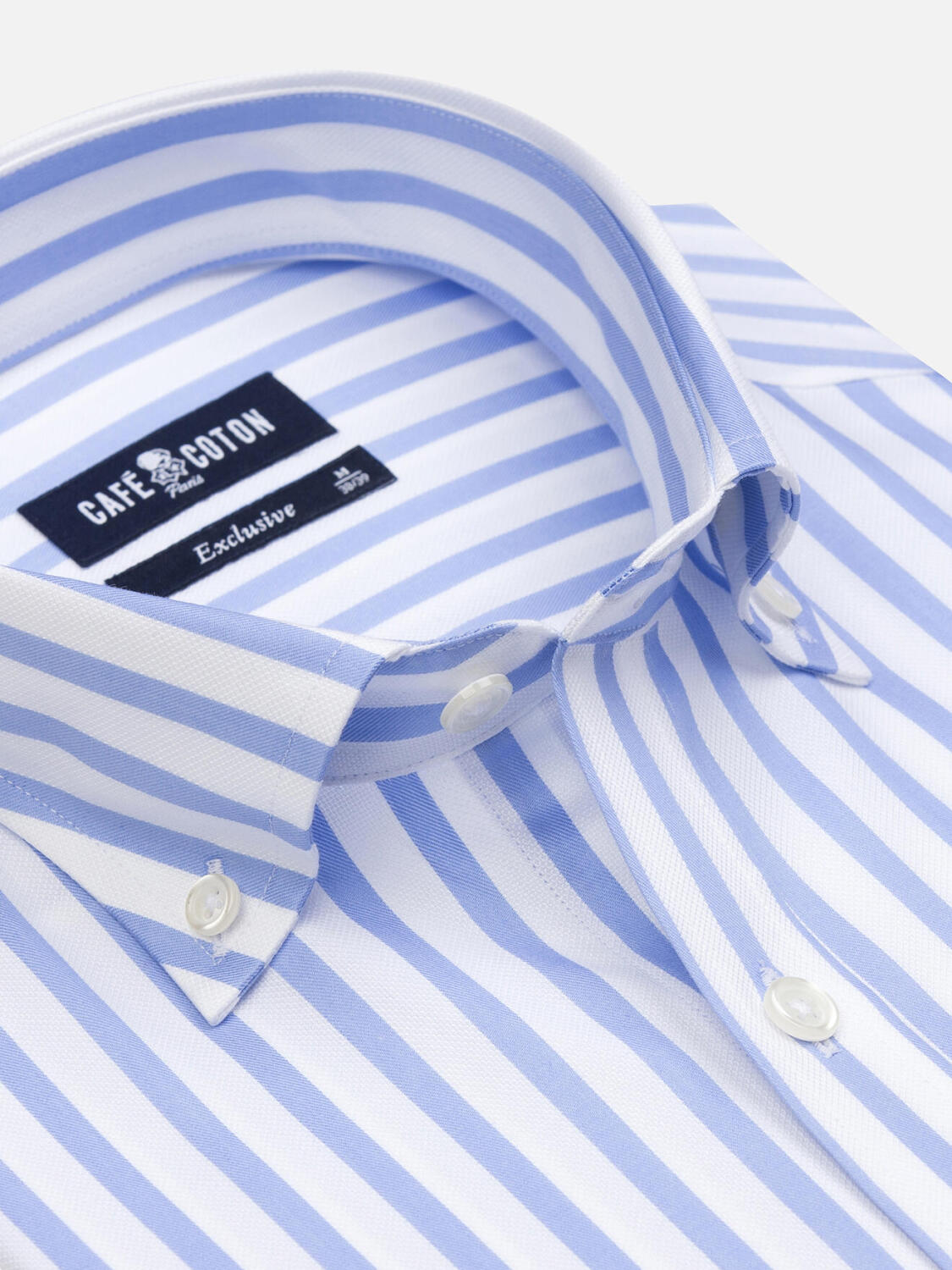 Billy hemelsblauw gestreept overhemd - Button-down kraag