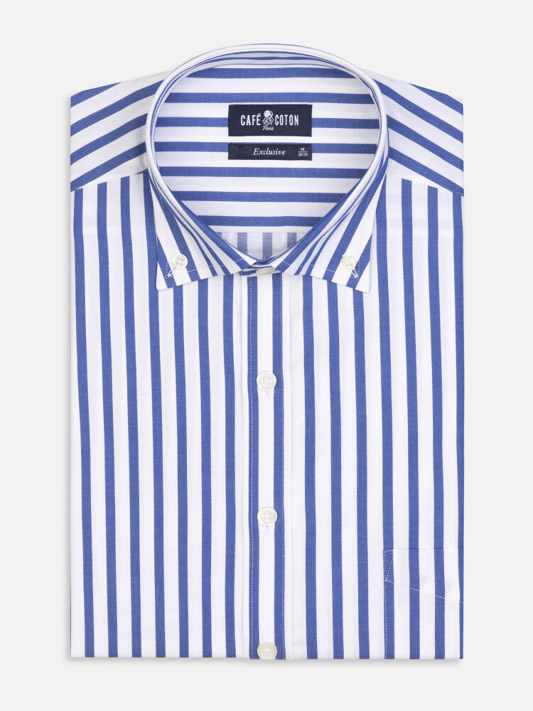 Chemise Billy à rayures marine - Col Boutonné