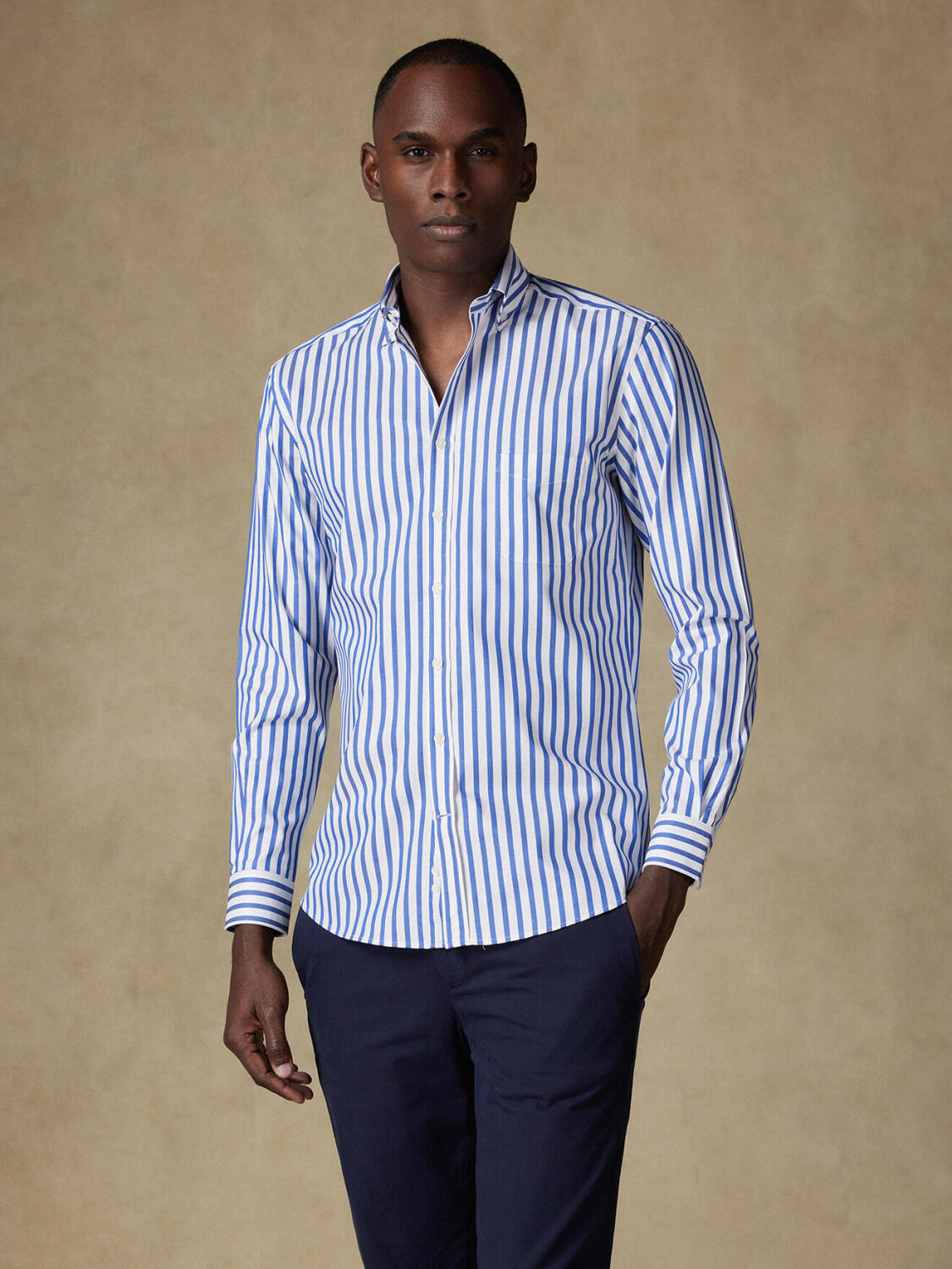 Camicia Billy a righe navy - Con buttoncini