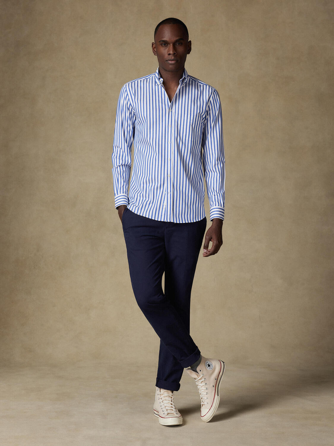 Camicia Billy a righe navy - Con buttoncini