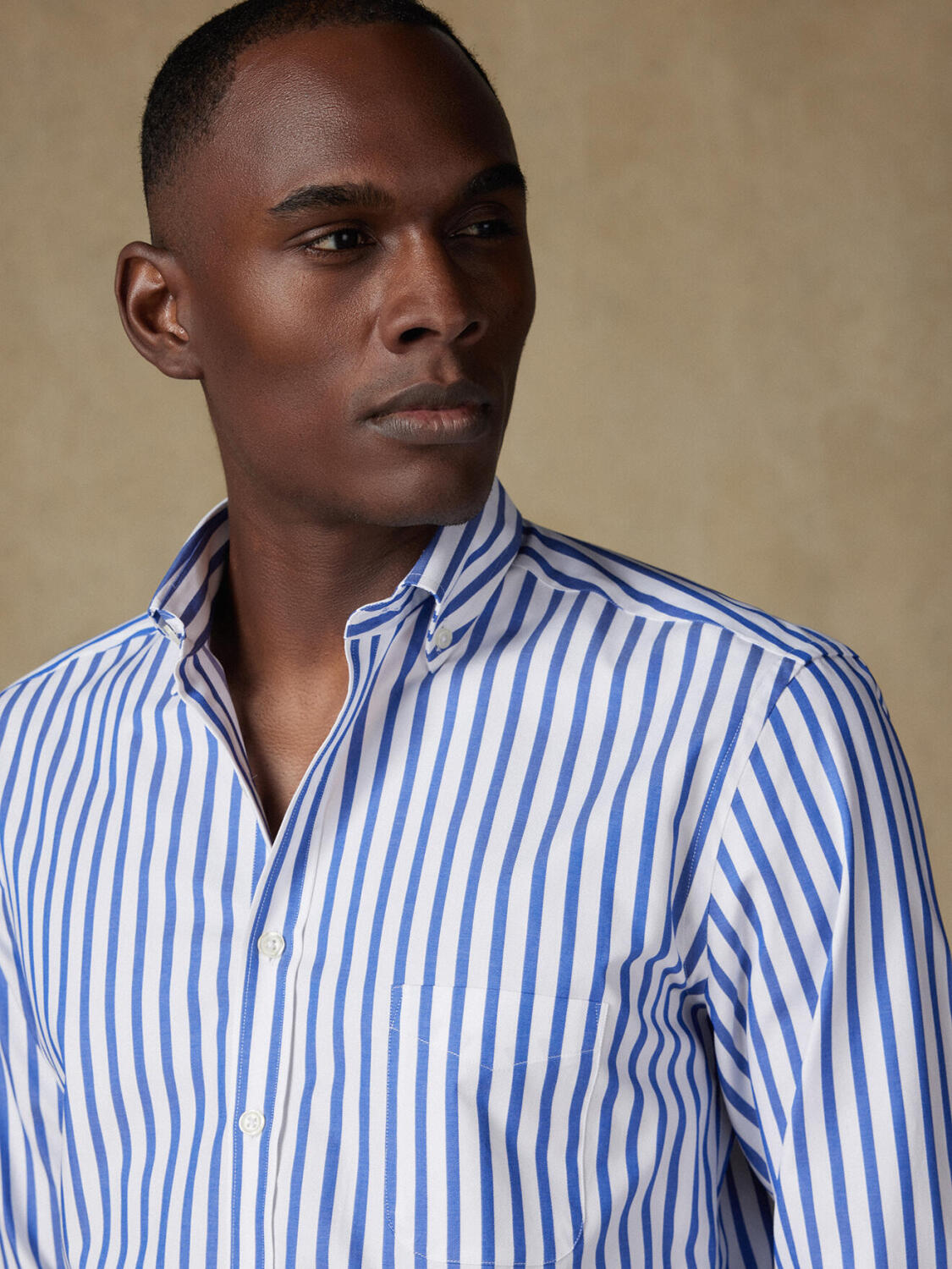 Camicia Billy a righe navy - Con buttoncini