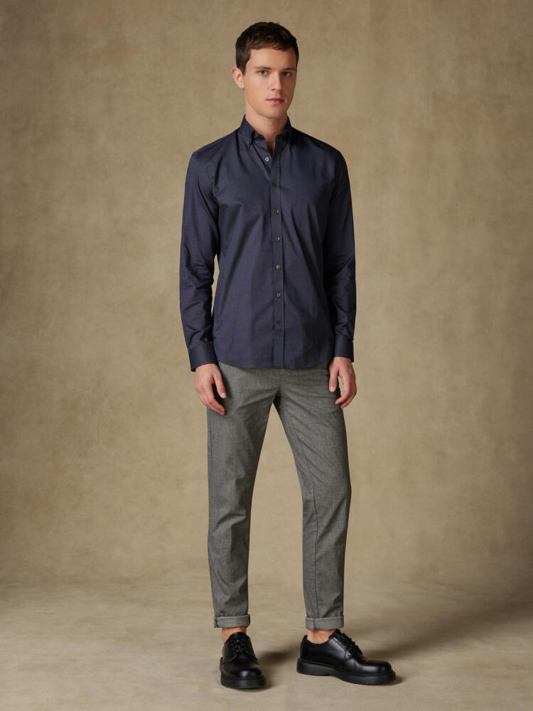 Chemise Bob en micro-oxford anthracite - Col Boutonné