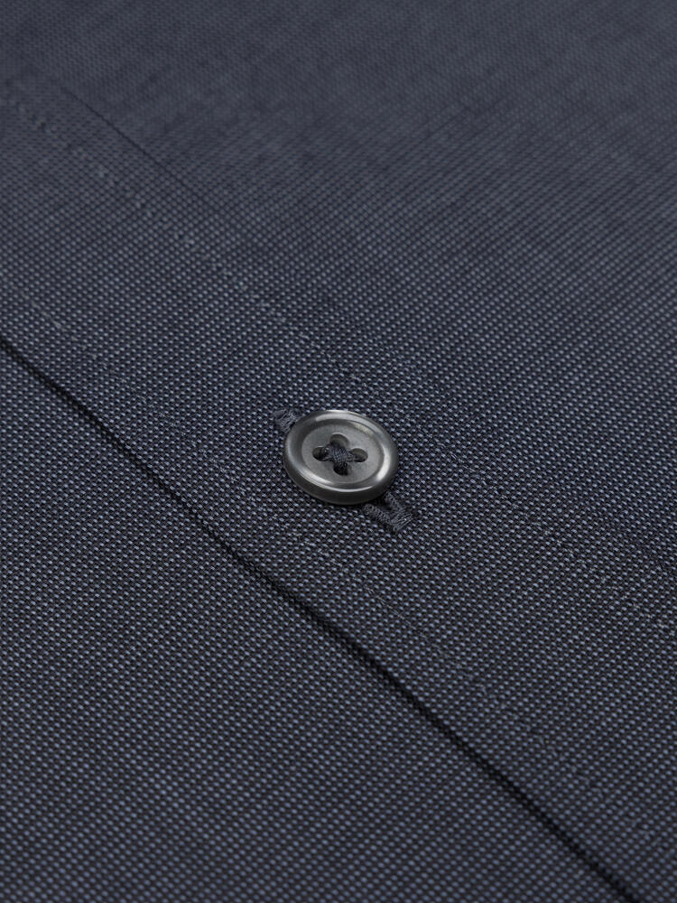 Chemise Bob en micro-oxford anthracite - Col Boutonné