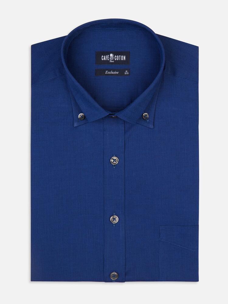 Bob blauw micro-oxford overhemd - Buttoned kraag