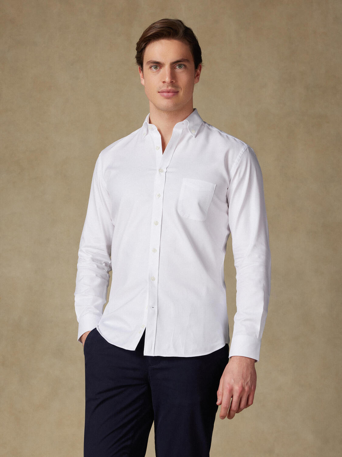 Bolton Hemd weiß en coton & Lyocell   - Button down Kragen