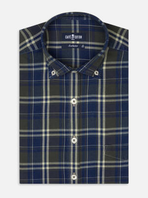 Camicia Boxy in indigo - Cuello button-down