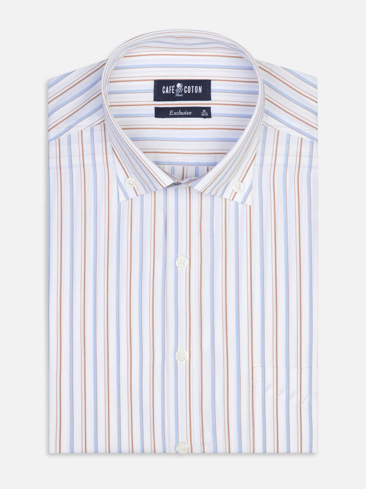 Overhemd Brent met strepen havana - Button-down kraag