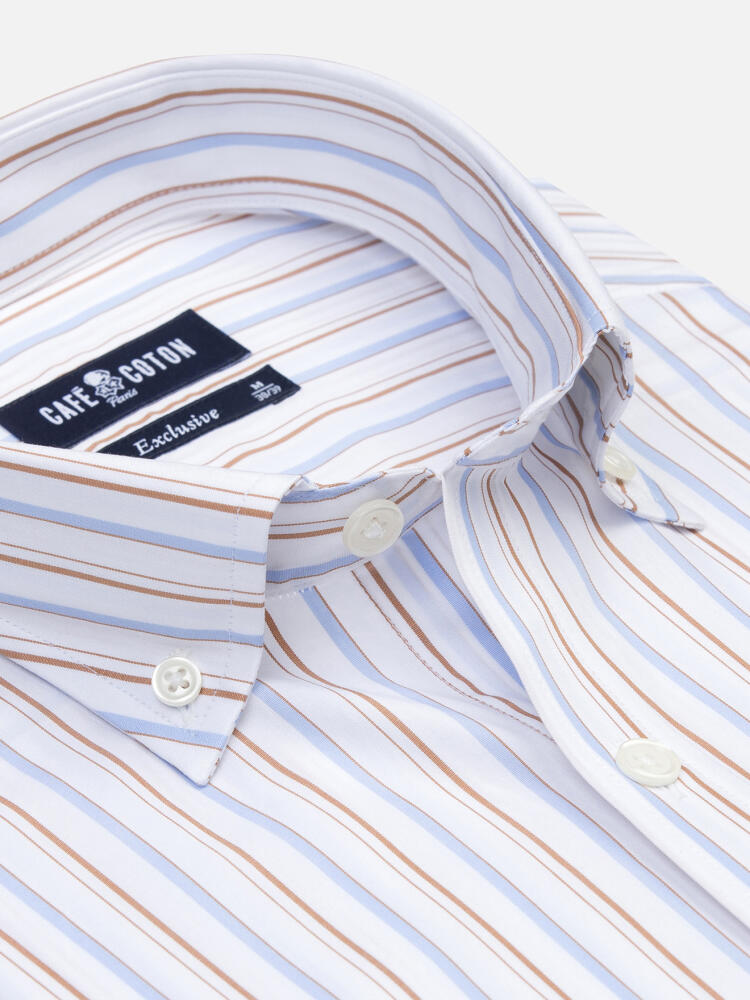 Overhemd Brent met strepen havana - Button-down kraag