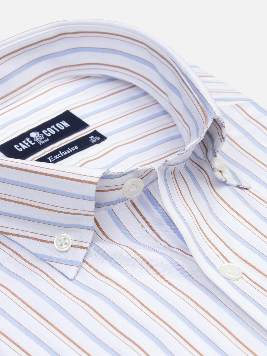 Chemise Brent à rayures havane - Col Boutonné