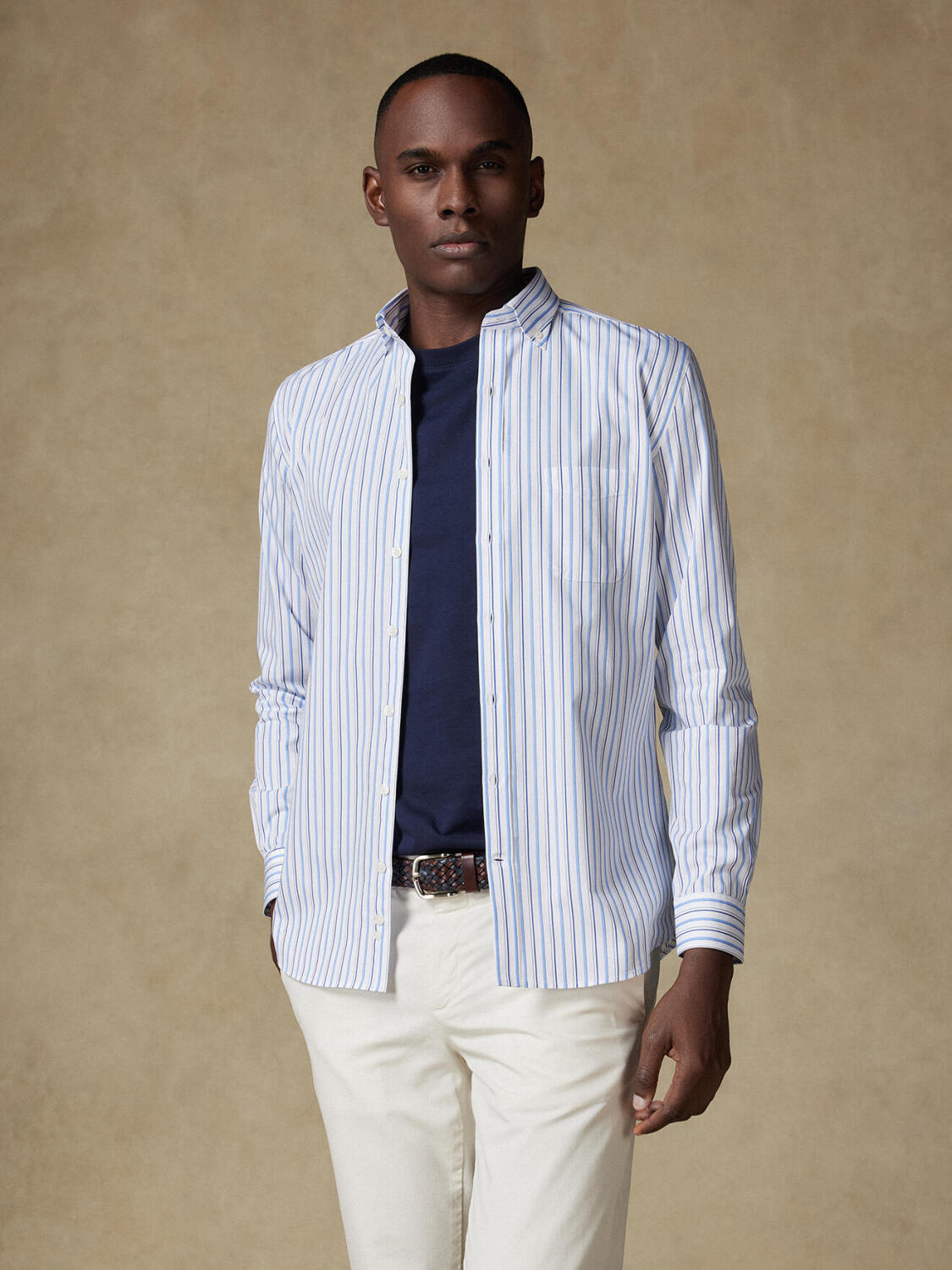 Brent Hemd mit himmelblau Streifen   - Button down Kragen