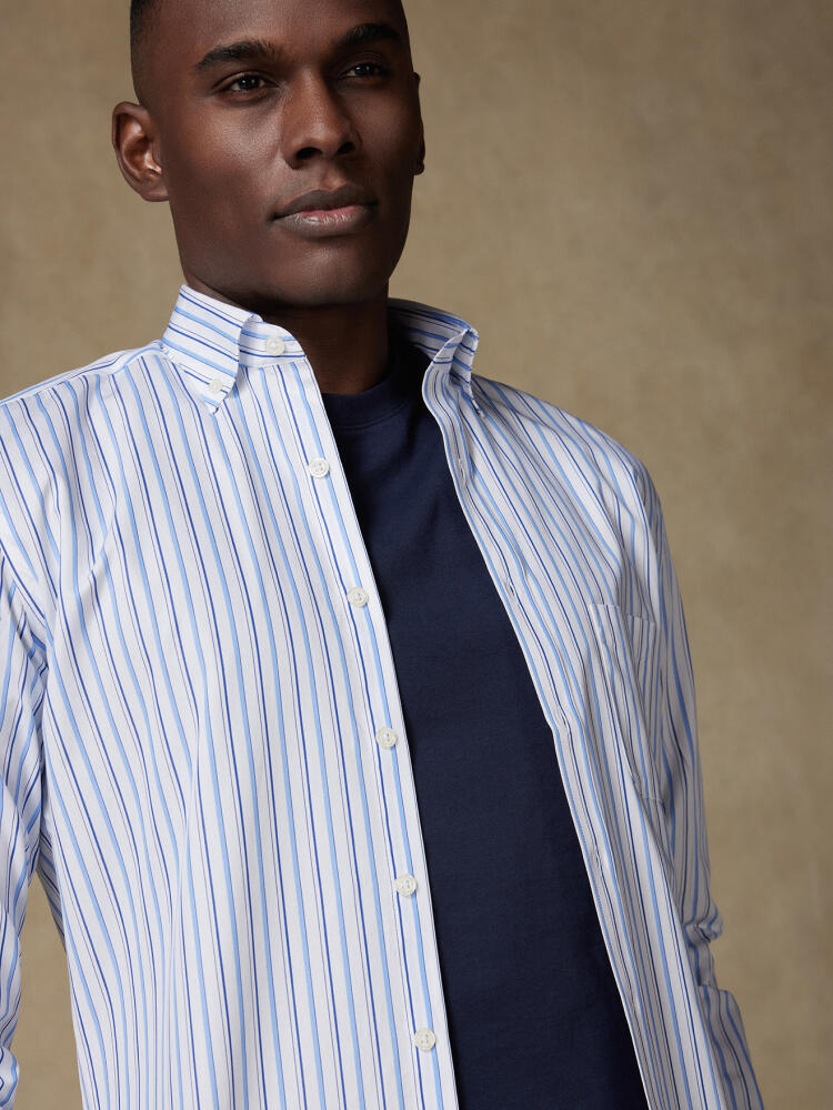 Camicia Brent a righe celeste - Colletto button-down