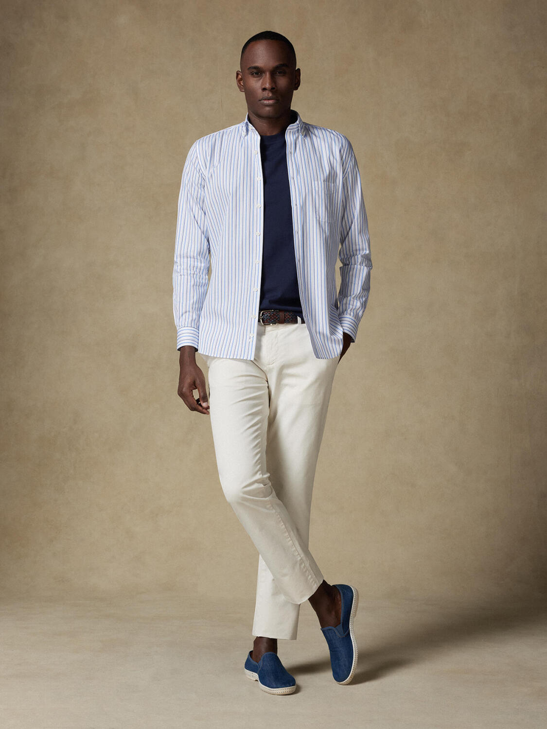 Brent Hemd mit himmelblau Streifen   - Button down Kragen