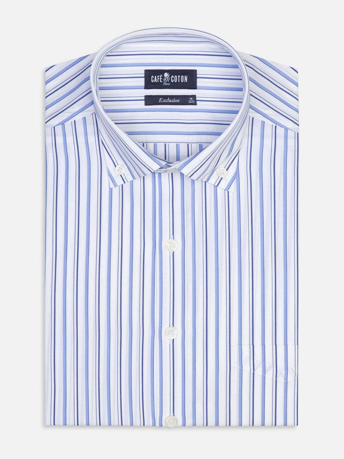 Brent Hemd mit himmelblau Streifen   - Button down Kragen