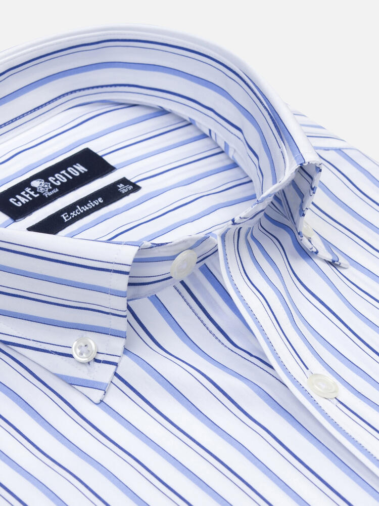 Camicia Brent a righe celeste - Colletto button-down