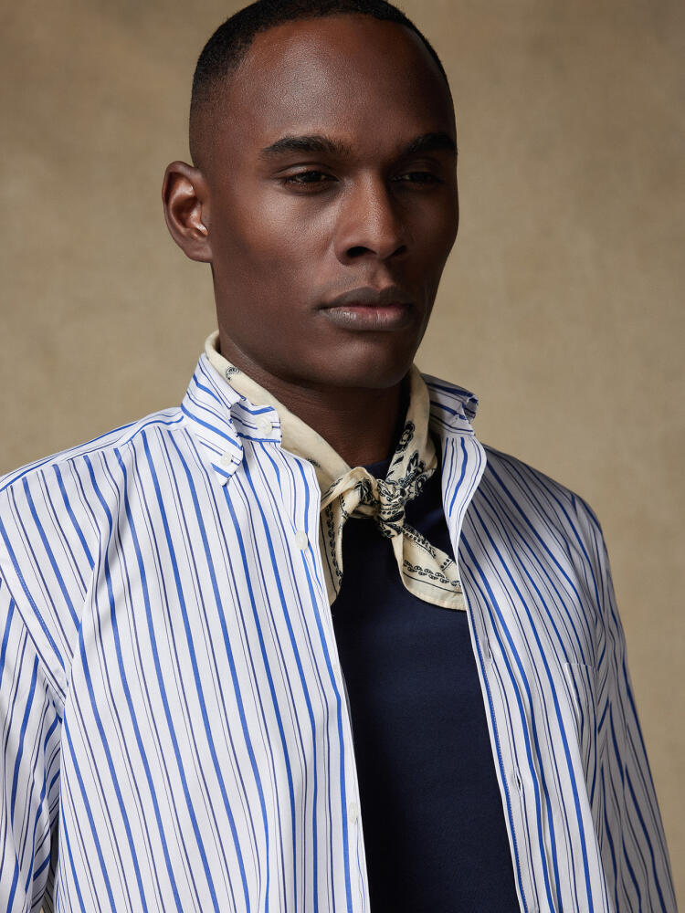 Camisa Brent a rayas marinas - Cuello abotonada