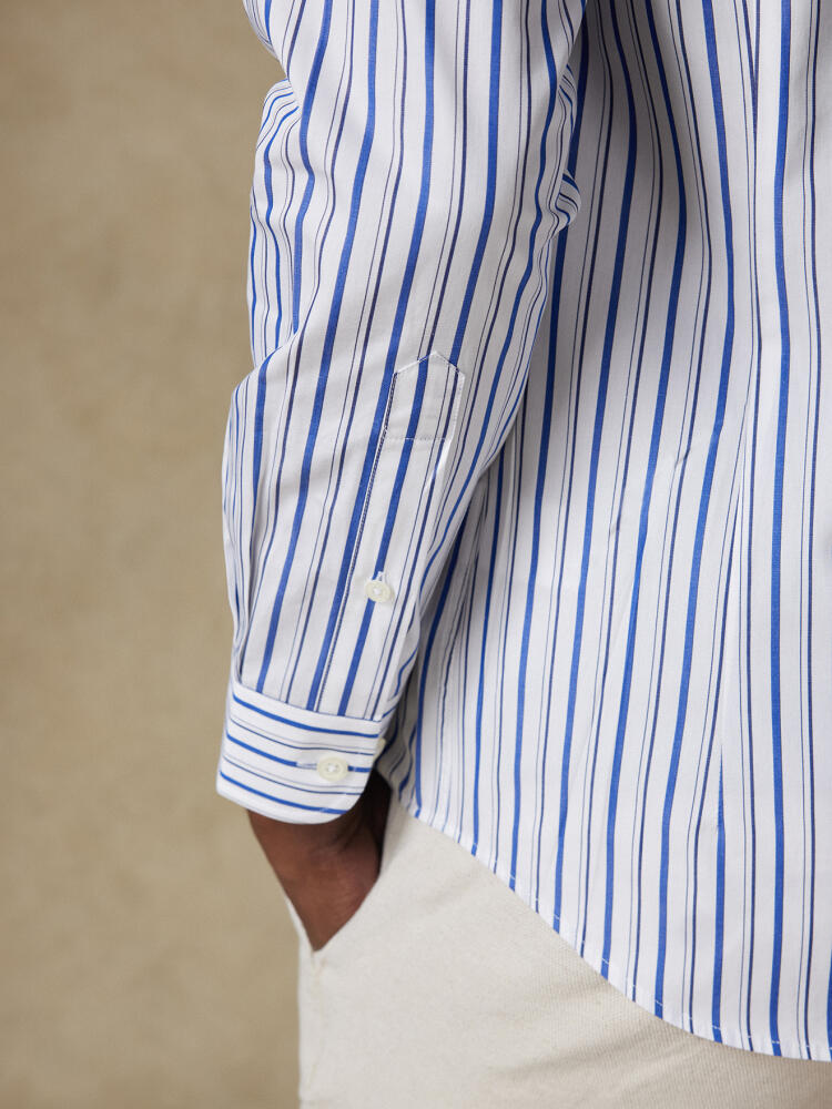 Camisa Brent a rayas marinas - Cuello abotonada