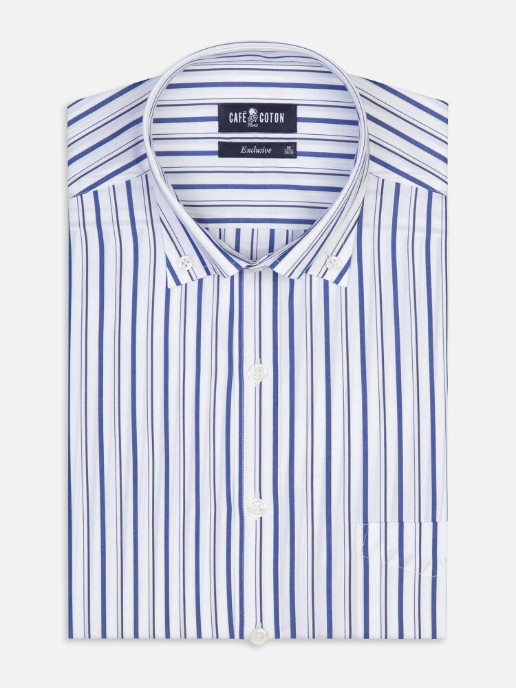 Camisa Brent a rayas marinas - Cuello abotonada