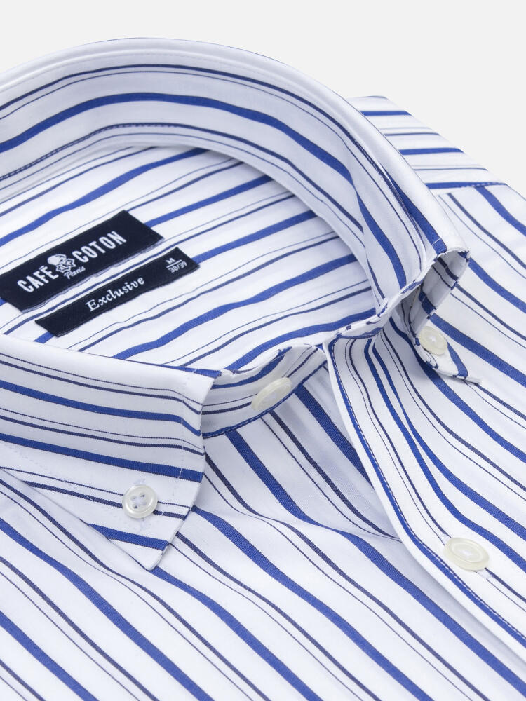 Camisa Brent a rayas marinas - Cuello abotonada