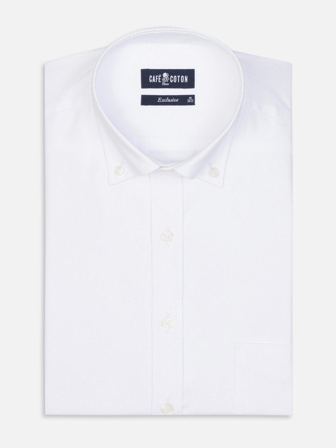 Brien wit twill overhemd - Button-down kraag
