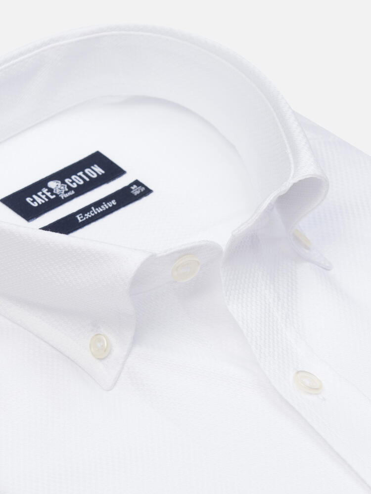 Camisa Brien sarga blanca - Cuello Abotonado