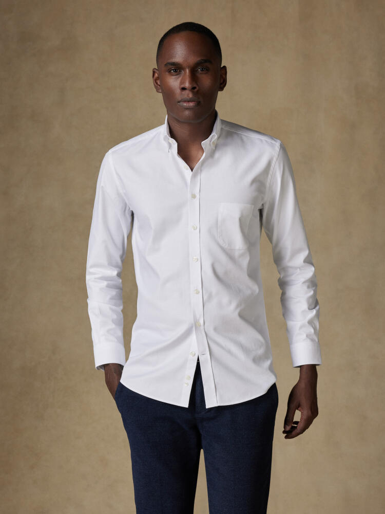 Camisa Brien sarga blanca - Cuello Abotonado