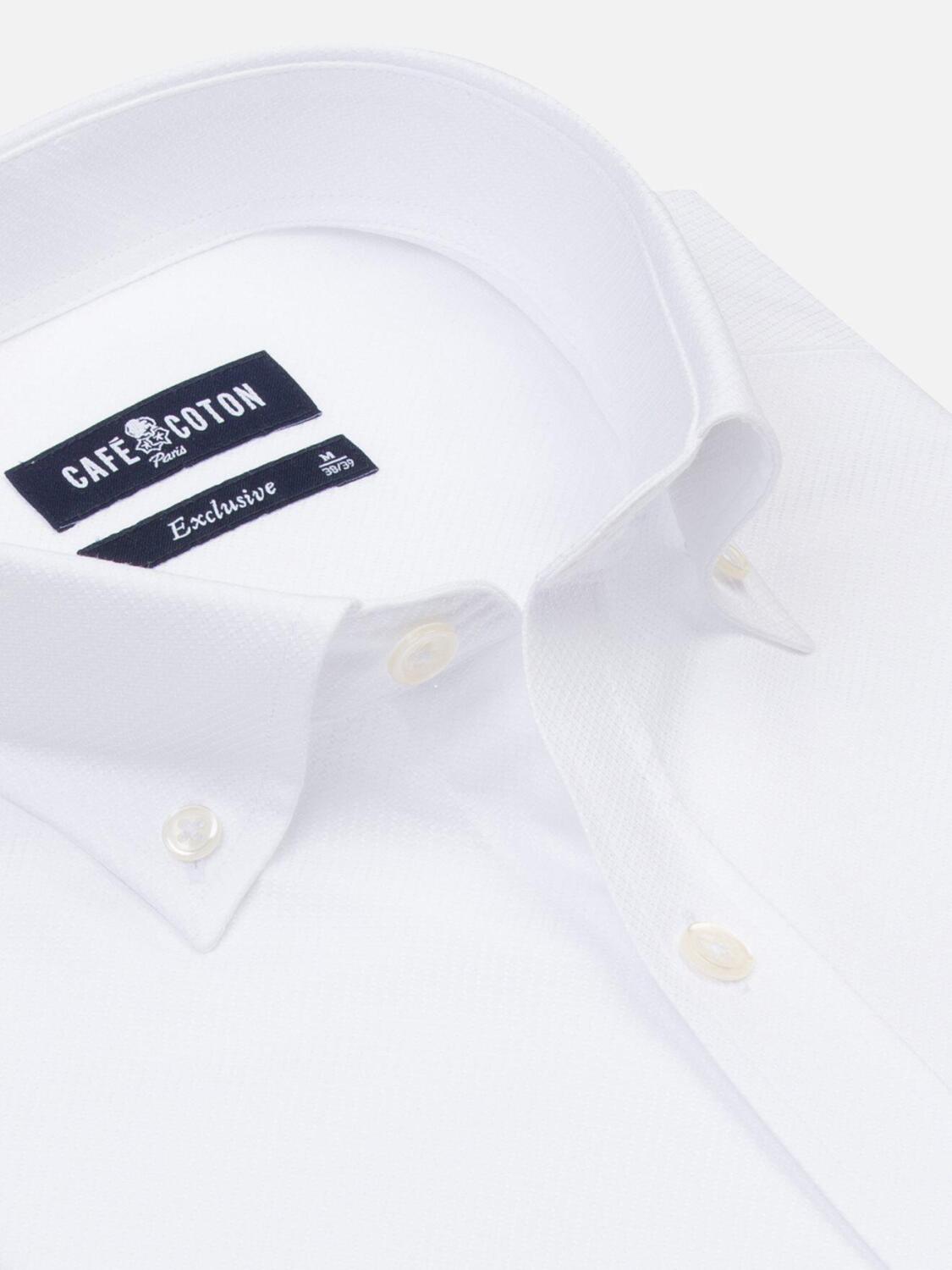 Bruce white textured shirt - Button-down collar