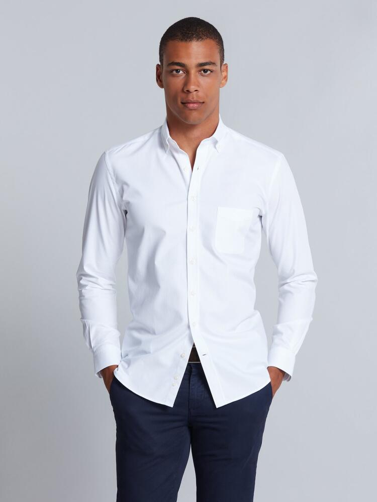 Chemise Bruce texturée blanche - Col Boutonné