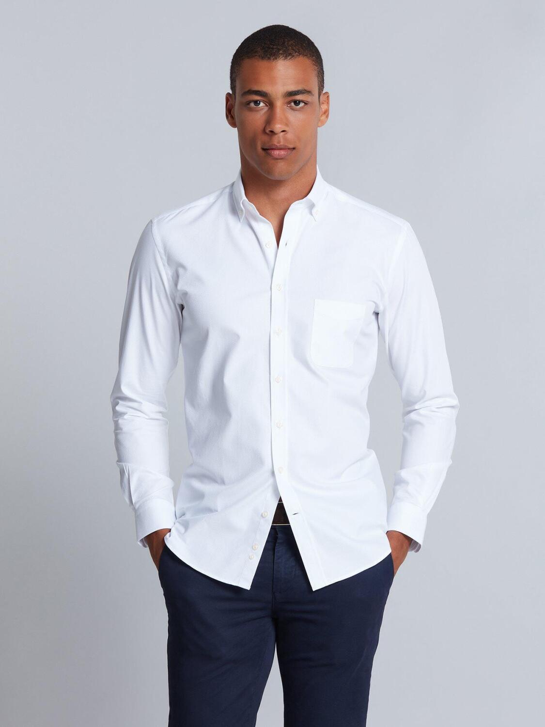 Bruce white textured shirt - Button-down collar