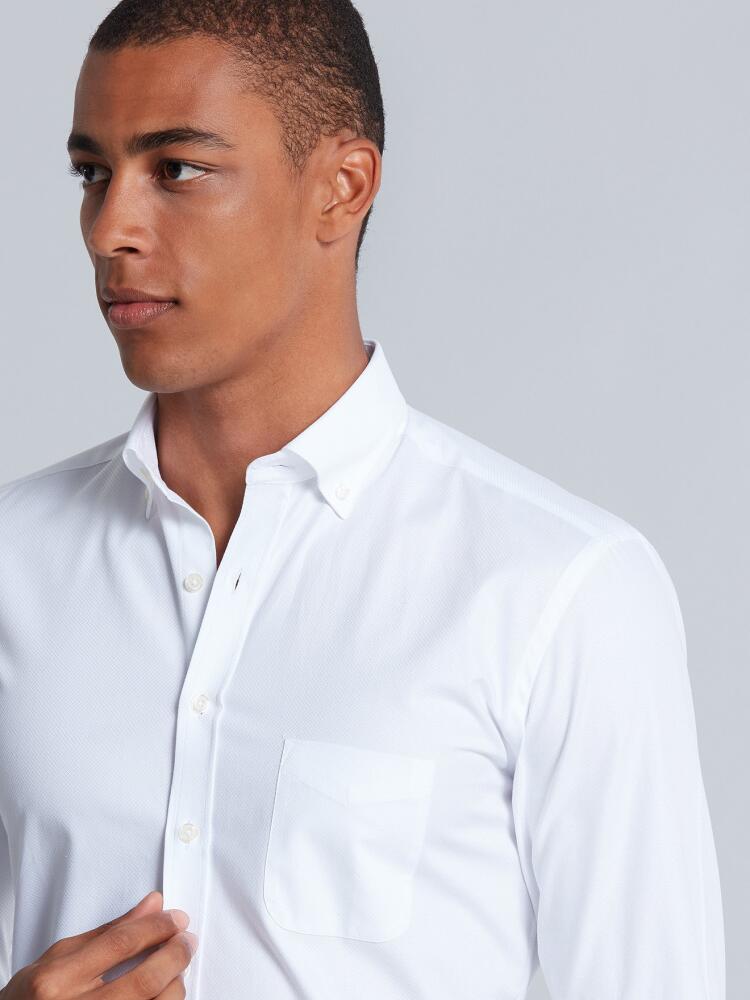 Chemise Bruce texturée blanche - Col Boutonné