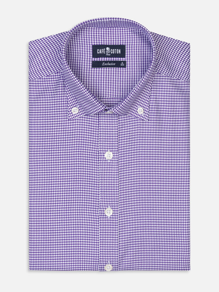 Bud purple twill shirt - Buttoned down collar