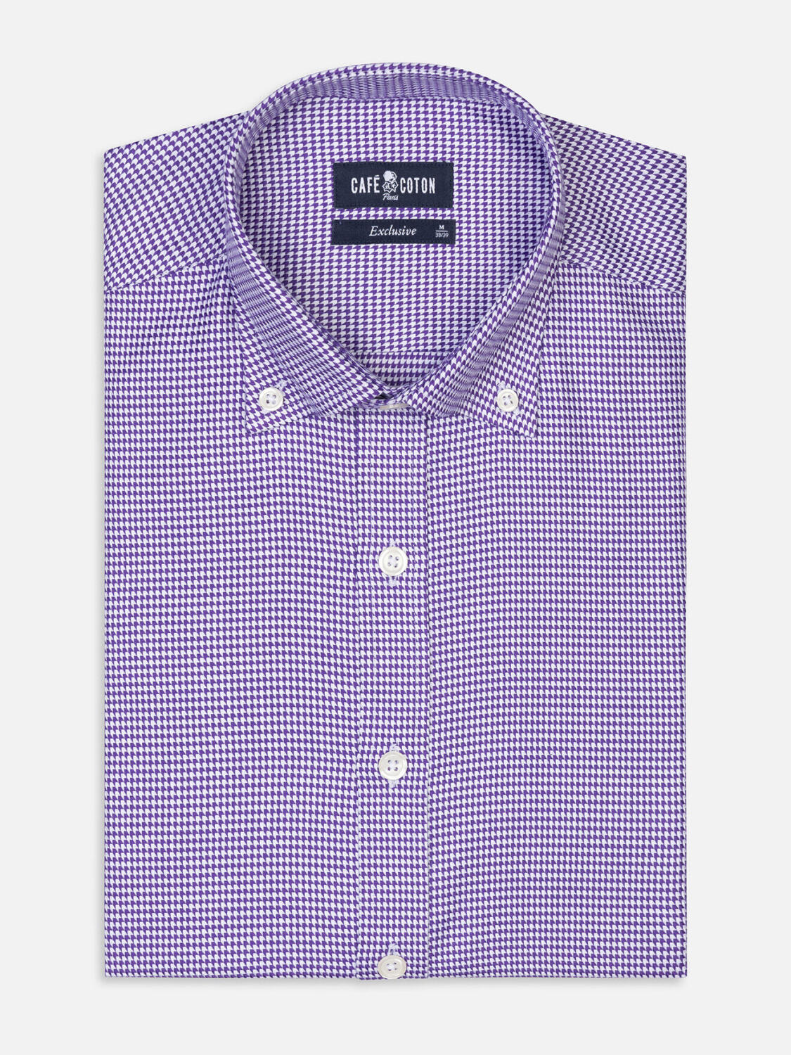 Camicia Bud in twill viola - Con bottoni