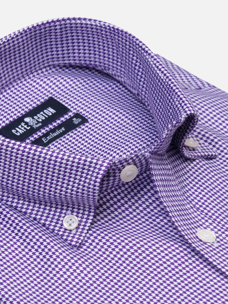 Bud purple twill shirt - Buttoned down collar