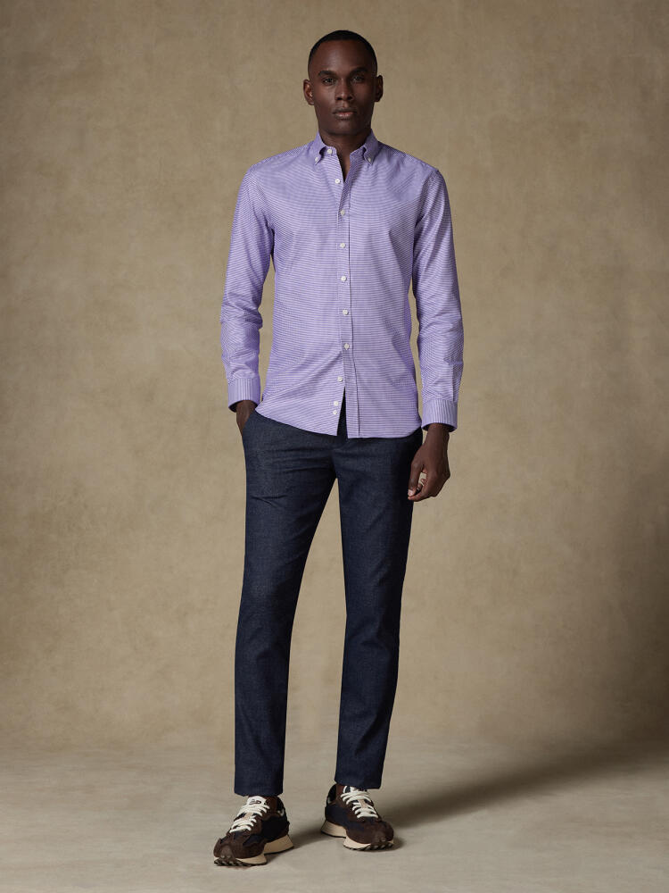 Bud paars twill overhemd - Button down Kraag