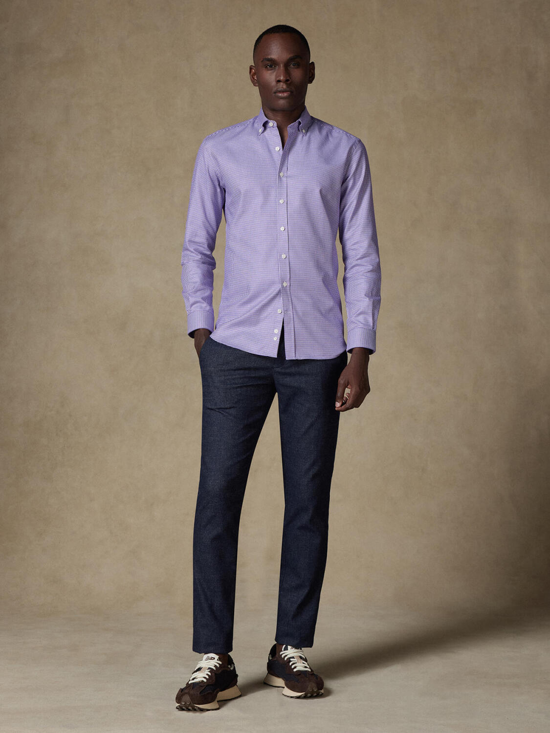 Camicia Bud in twill viola - Con bottoni