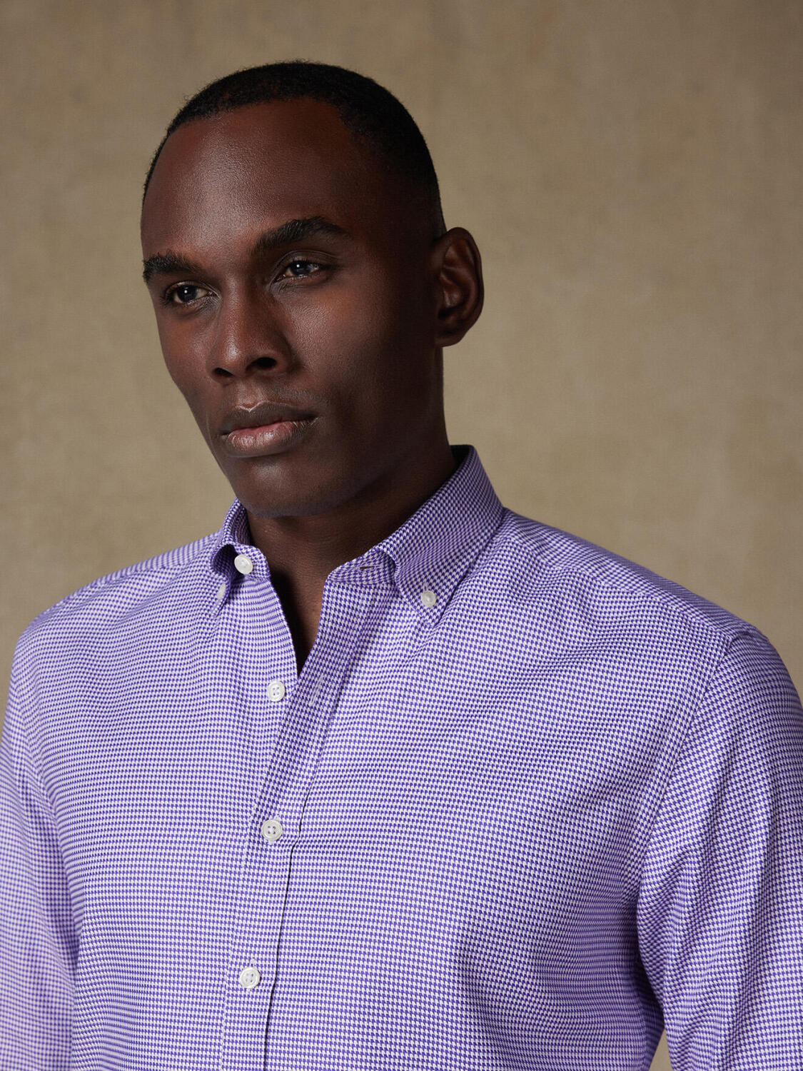 Camicia Bud in twill viola - Con bottoni