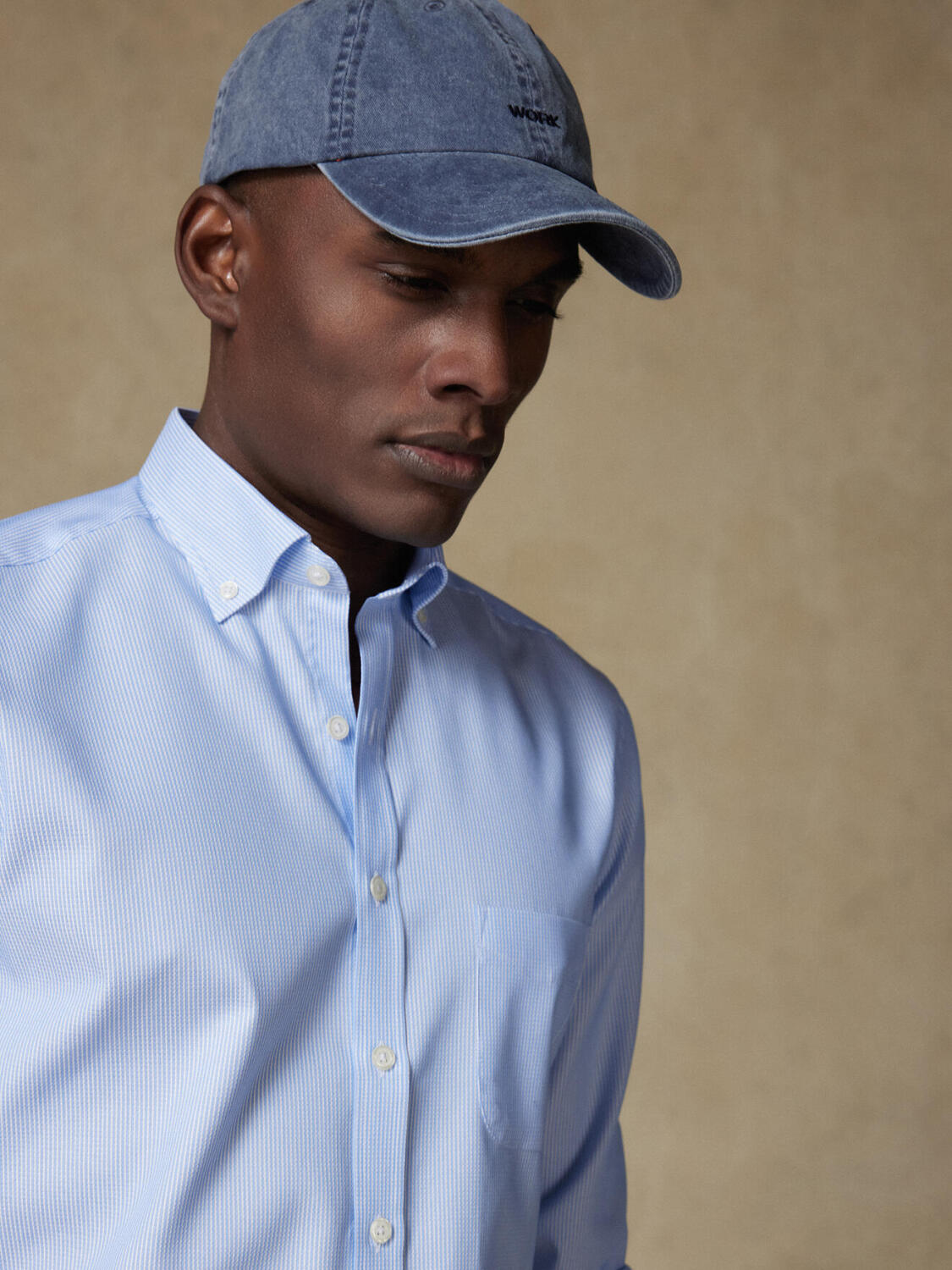 Buster sky blue textured shirt - Button down collar