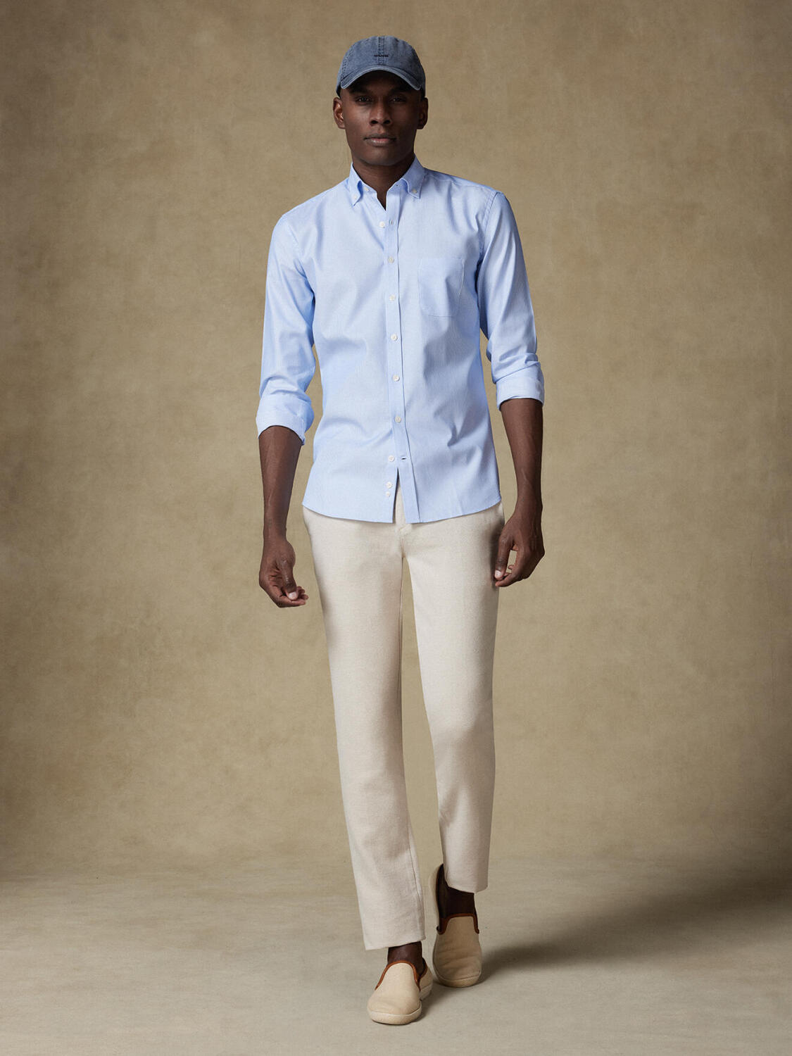 Buster sky blue textured shirt - Button down collar